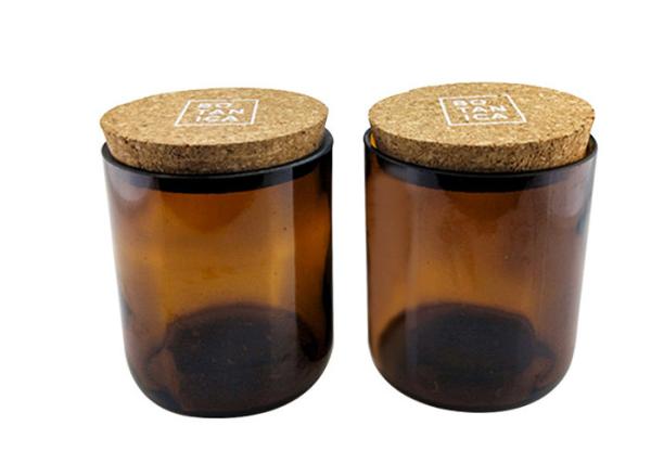Frascos decorativos de Amber Candle Holder Glass Candle com Cork Lid For Candle Making