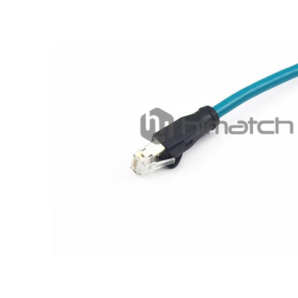 Industrial Grade Ethernet Cable Cat 5e , Rj45 To M12 Ethernet Cable 8P Male