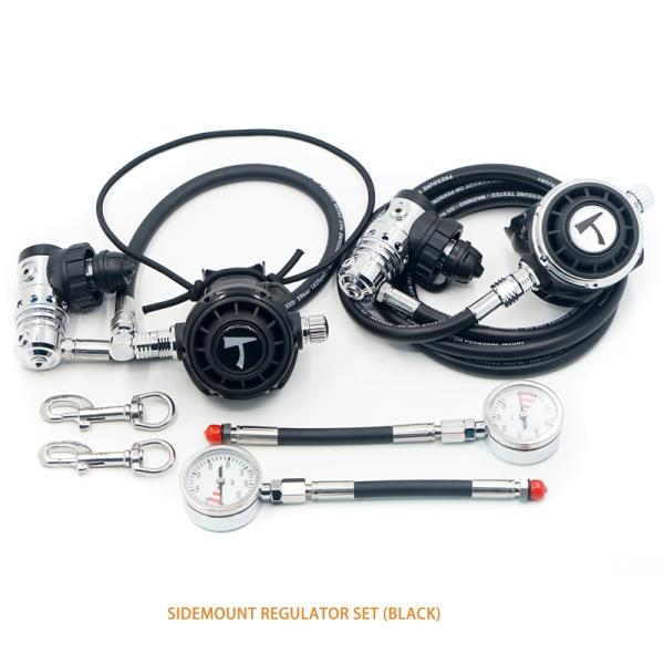 Balanced Scuba Sidemount Diving Regulator Set With Metal Pressure Gauge