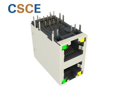 Shielded 2*1 Ethernet RJ45 Pcb Jack / RJ45 Gigabit Connector With LED