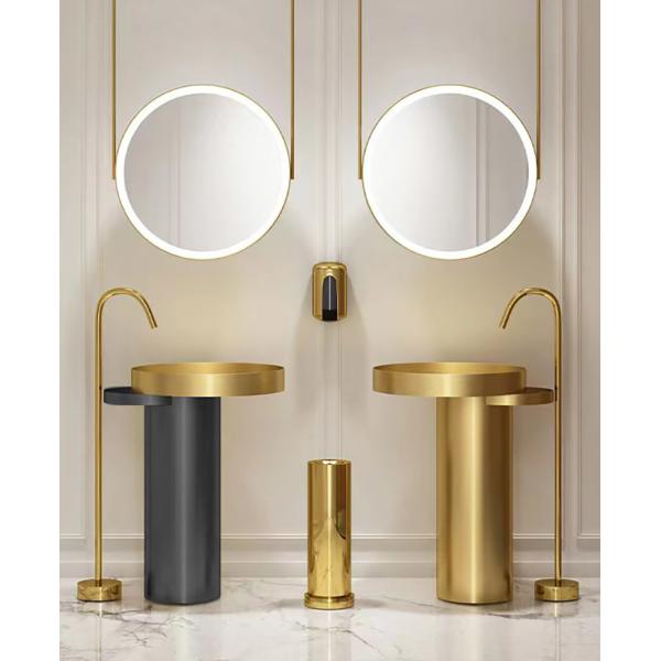 Bathroom 304 Stainless Steel Pedestal Sink Freestanding Splash Proof