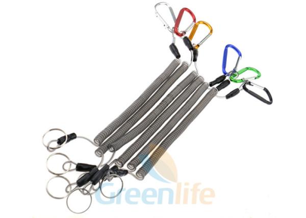 1.3 Meter Retractable Coil Cord Ropes Protection With Carabiner / Split RIng