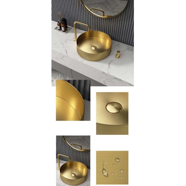 Luxury Modern Stainless Steel Vessel Sink Bowl Brushed Gold Color For Hotel