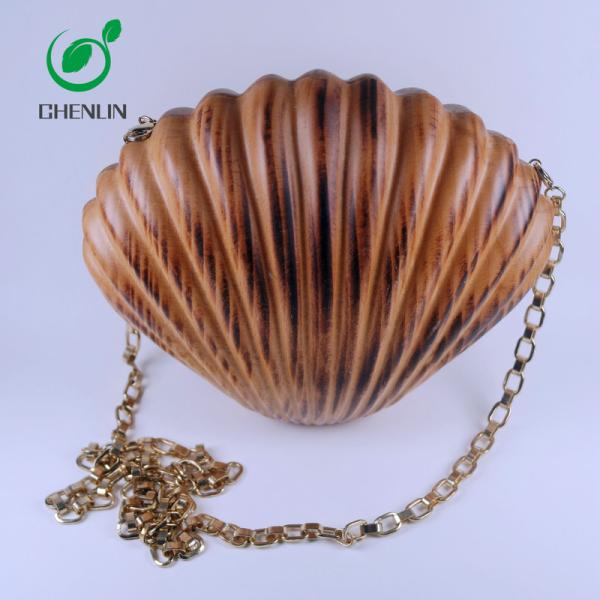 ISO9001 Shell Leather And Wood Bag Handmade Carving Artwork