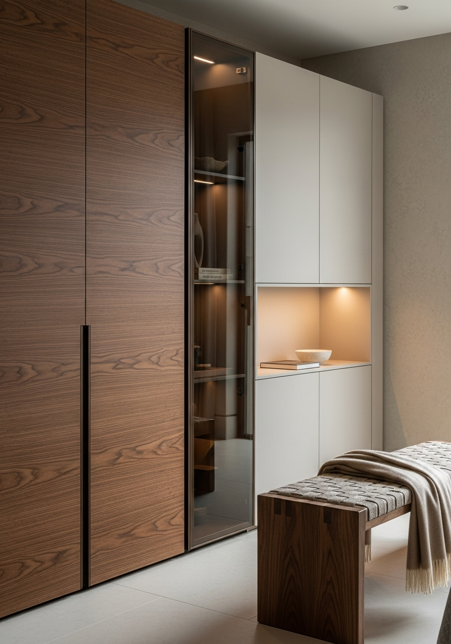 Hotel-Grade Walnut Veneer Wall System in 304 Stainless Steel