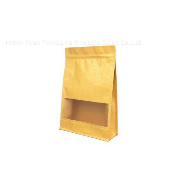 Durable Zipper Top Kraft Paper Packing Bags For Food Brown