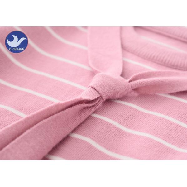 Batwing Sleeves Neck Tie Girls Pullover Sweaters Stripes Type Loose Fitting