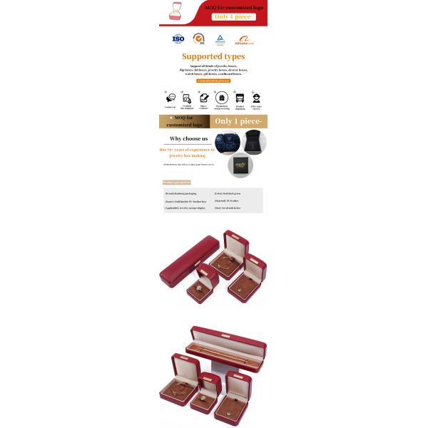 Floating Effect Red PU Leather Luxury Jewelry Packaging Box Set with Gold Bar