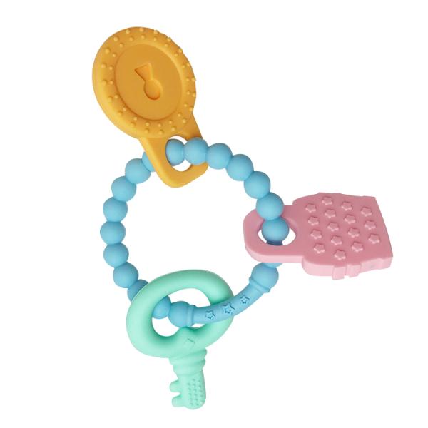 Clip amistoso Ring Teether del pacificador de la categoría alimenticia de los productos del silicón del bebé de Eco