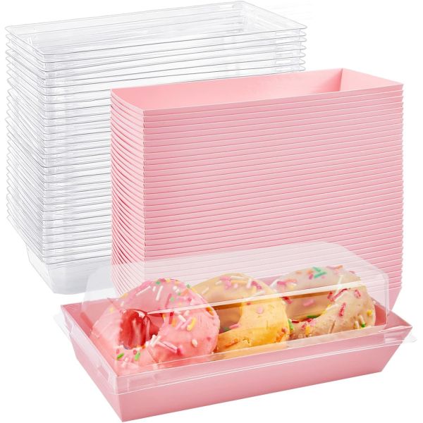 Charcuterie Boxes With Clear Lids, Pack Pink Bakery Boxes, Cookie Boxes, Small Treat Boxes For Pastry, Sandwich, Cupcakes, Strawberries, Dessert To Go Containers