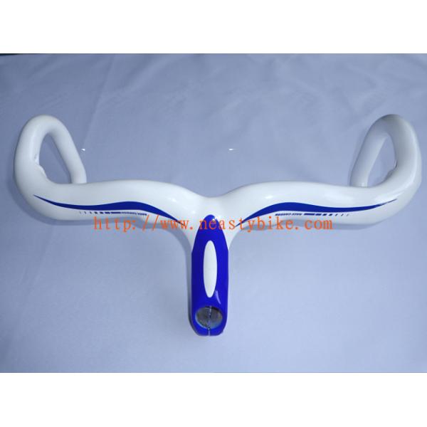 HB-NT13 Full Carbon White+Blue Road Bike/Bicycle Handlebar with integrated Stem