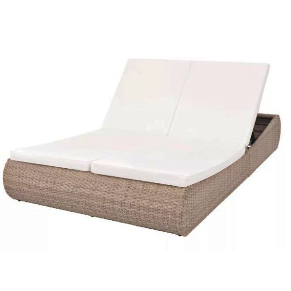 Hot Sale Outdoor Furniture Outdoor Garden Rattan Daybed Waterproof Sun Lounger Poolside Double Bed