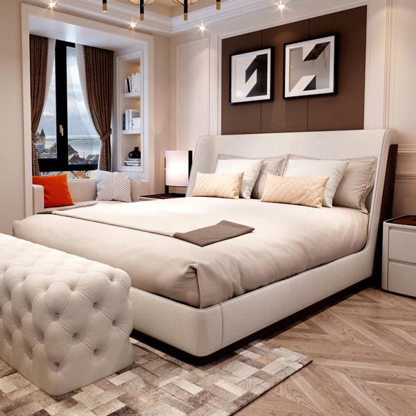 Tufted Modern Luxury King Size Bed 1.38m Leatherette Contemporary Italian Bedroom Set
