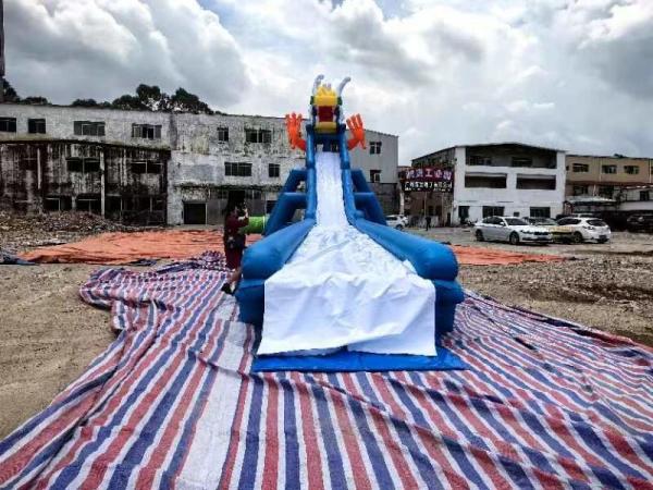 Tobogán acuático inflable, tobogán largo alto, modelo Dragón con PVC grueso, buena calidad, más piscina para niños, parque infantil al aire libre