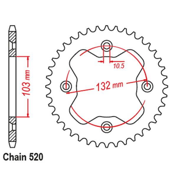 Customized Logo T6061/7075 Alloy 520 38T Rear Sprocket for KTM 450 XC/SX 505SX 525XC
