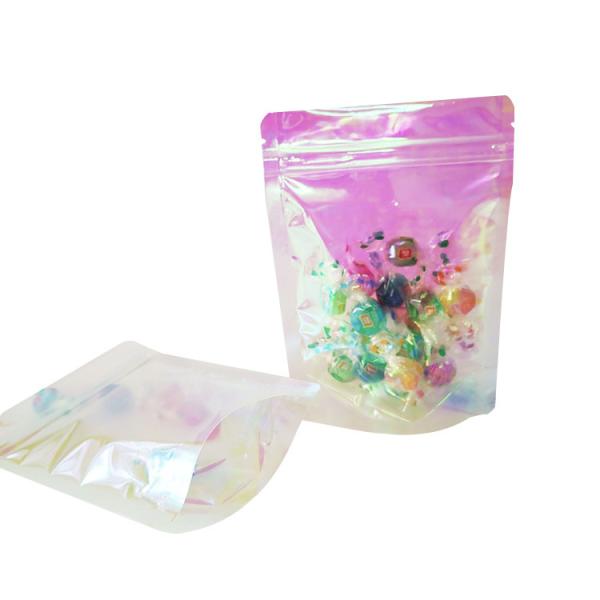 13x18x3cm Laser Hologram Rainbow Pink Stand Up Pouch Bags with Zipper for Candy, Jewelry, Accessories Packaging