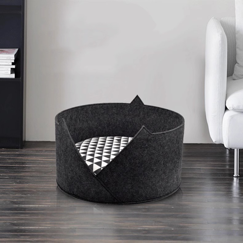 Simple Dog & Cat Bed Cave Detachable Foldable Suede Print Removable Washable Pet Tent Carton Pack