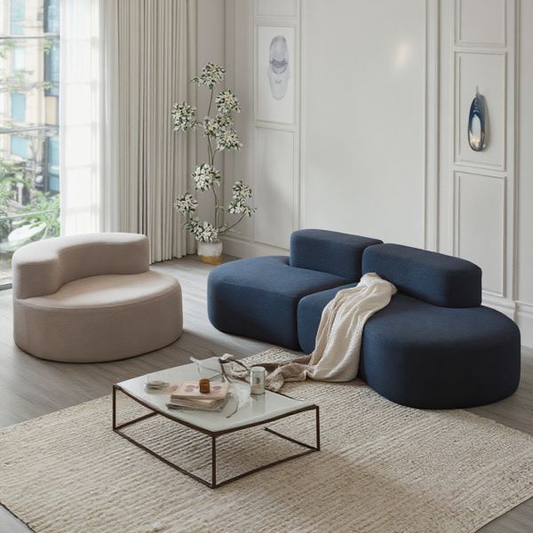 Modern Style Curved Cobblestone Two-Seater Sofa Extendable Fabric for Small Apartment Living Room Beauty Salon School or Park