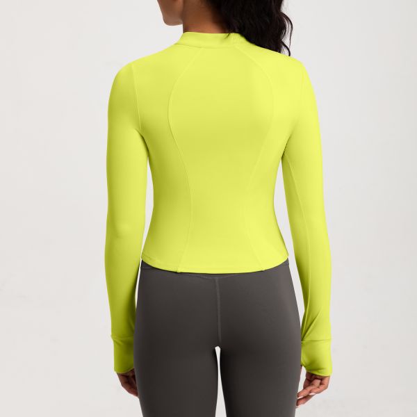 Women's Half Zip Long Sleeve Athletic Top Moisture Wicking Thumb Hole Cuffs Slim Fit