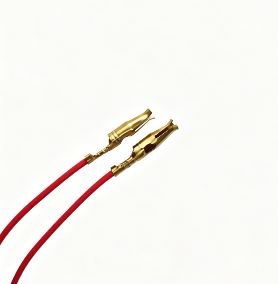 Brass Crimp Terminal Wire, Single-End Crimped, Red Pre-Stripped & Tinned Lead