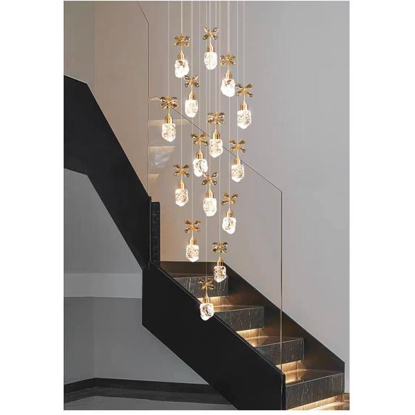 Snow Mountain Flower Shape Stair Lights For Loft Ceiling Staircase Branch Chandelier Lighting LED Pendant Lights Chandeliers