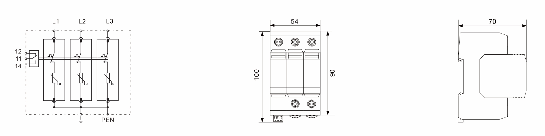White AC 12.5KA Surge Protection Device SPD with MOV Technology and IEC61643-1 Standard