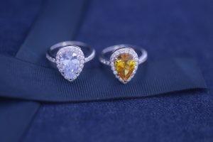 Pagoda Cut Zirconia 925 Sterling Silver Rings Champagne Gold Plated 1 1.5 2 4 Carat