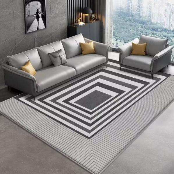 Rectangle Polyester Fiber Living Room Floor Carpet Stripping Special Style