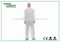 Vestuário protector branco não tecido/SMS/PP+PE descartável com capuz e fecho de fecho para laboratório