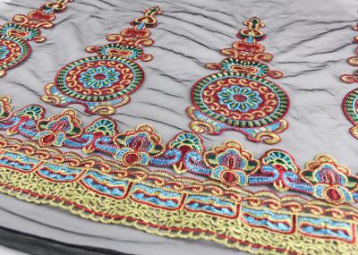 47 Inches Dresses Multi Colored Lace Fabric , Polyester Embroidered Floral Tulle Fabric
