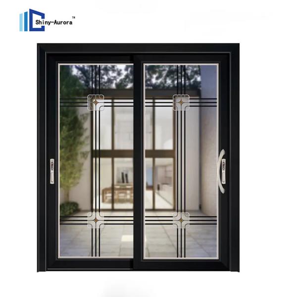 Aluminium alloy sliding glass balcony sliding door black French style aluminum sliding glass door