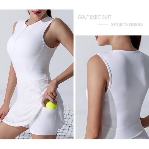 Terno de saias branco do tênis do forro da segurança de Mesh Womens Golf Clothes Breathable