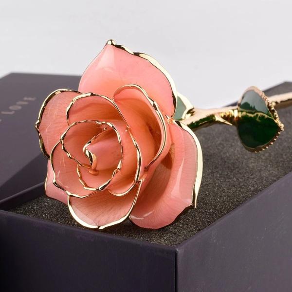 Rose Long Stem Dipped 24k Gold Rose preserved rose  in Gift Box with Clear Display Stand Best Gift Wholesale rose gift