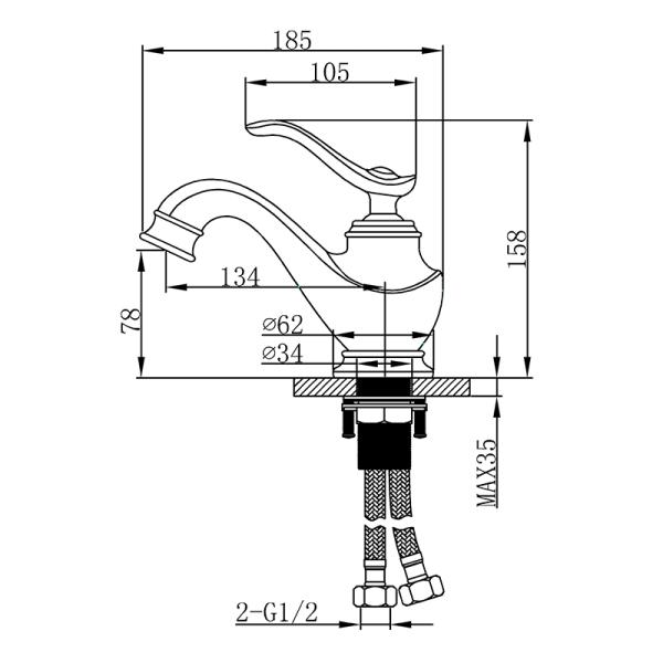 Brass Vintage Bathroom Faucets Single Handle Hot Cold Water Tap