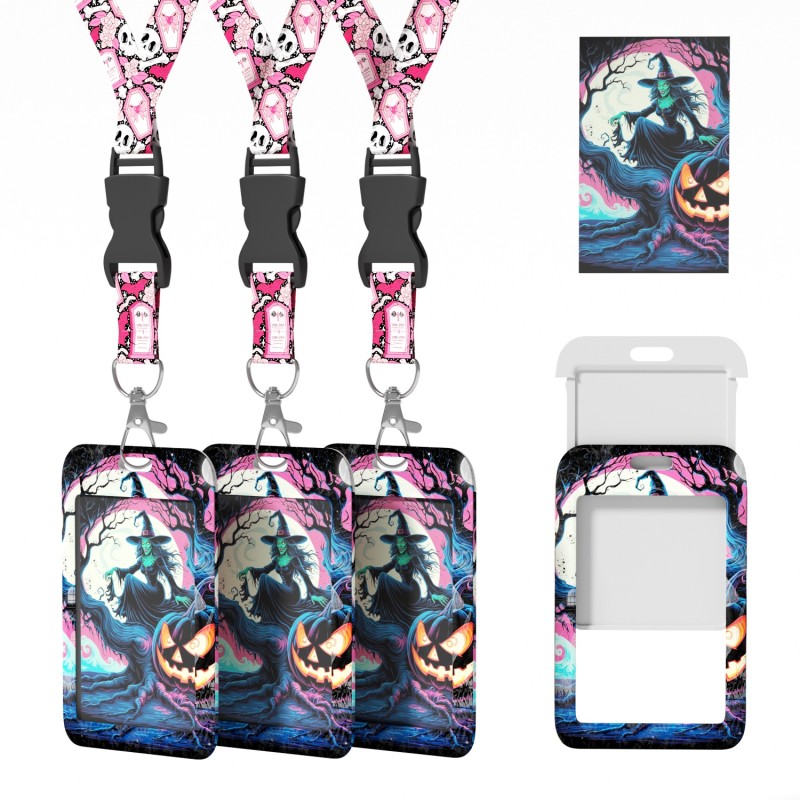 Casual Halloween Work Identity Badge Holder with Printed Logo and Lanyard Festival Auto Industry Specific ID Card Holder