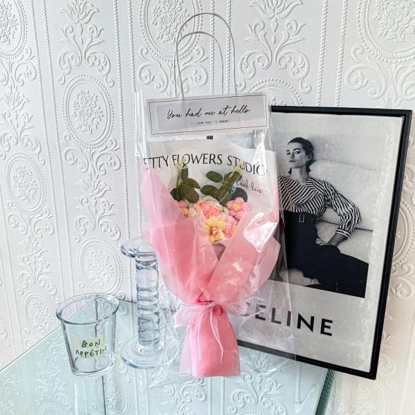 Bolso de mano de ramos de punto regalo de San Valentín simulación de ramos de flores tejidas a mano regalo de Navidad Día del Maestro