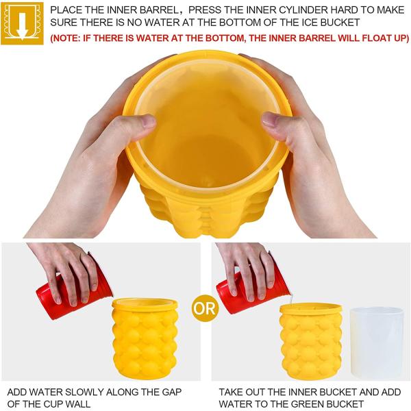 267 Grams Portable Silicone Half Round Space Saving Ice Bucket with Lid Blue/Red/Yellow