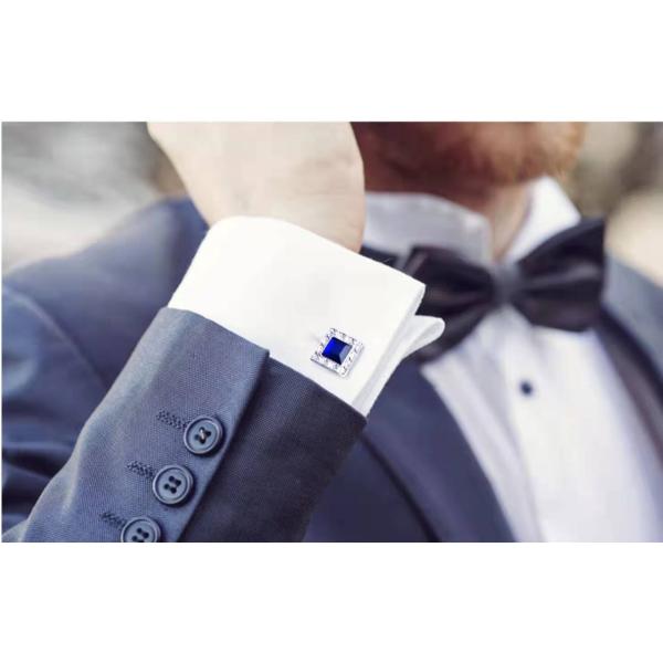 Metal Square Diamond Cufflinks Blue Color Fo Men Shirts Alloy Copper Material