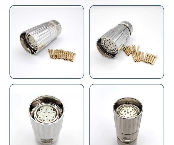 M23 M40  E P Type Servo Motor Cable Connectors 17 Pin 12 Pin