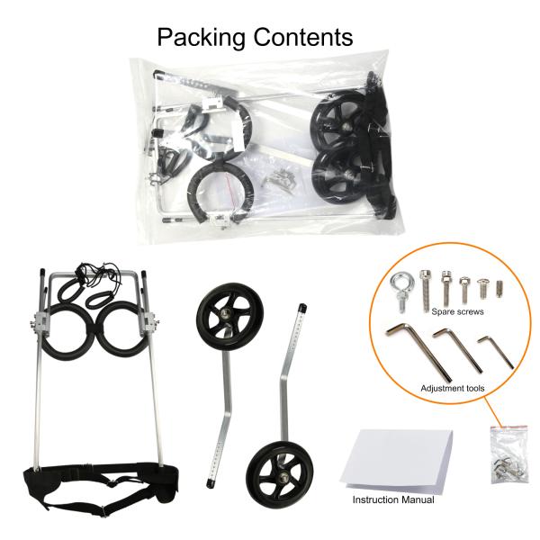 OEM ODM Stainless Steel Adjustable Pet Dog Wheelchair For Handicapped Hind Legs