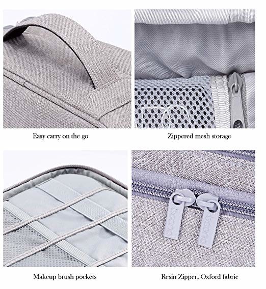 3 Layers Waterproof Cosmetic Organizer Bag Beauty Travel Case With Dividers