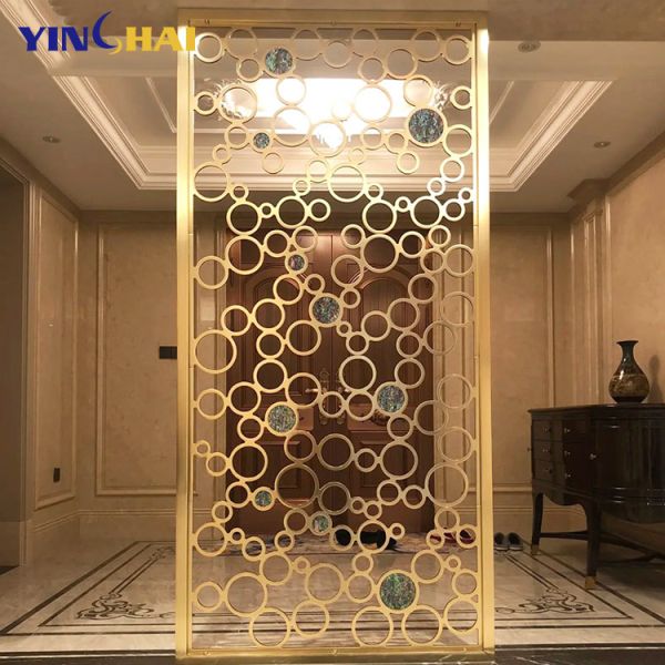 Modern Stainless Steel Screen Partition Decorative Gold Metal Room Divider For Bedroom