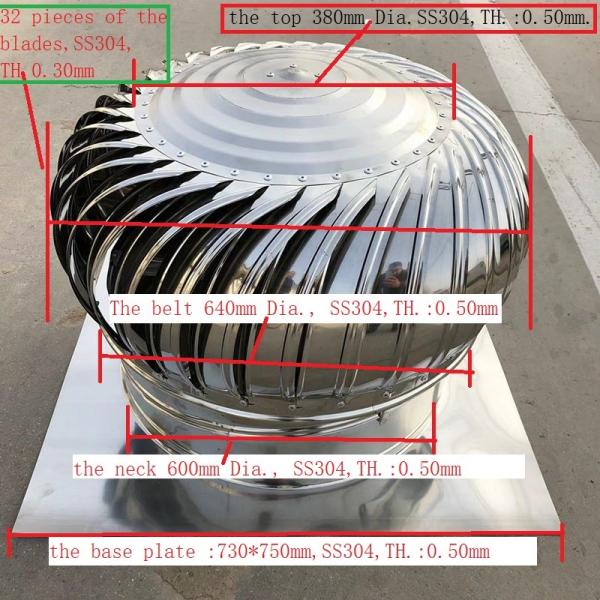 Produce LC-BEST 75mm to  LC-BEST 1500mm stainless steel No power roof turbine ventilation for factory, accept customzied