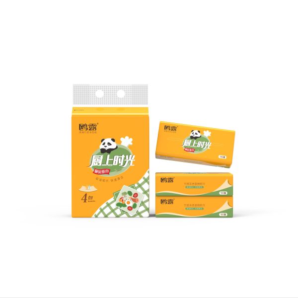 High Quality 2-Ply Disposable Kitchen Tissue Roll OEM Hot Selling Water Absorbent Sustainable Home Kitchen Paper Bag Style