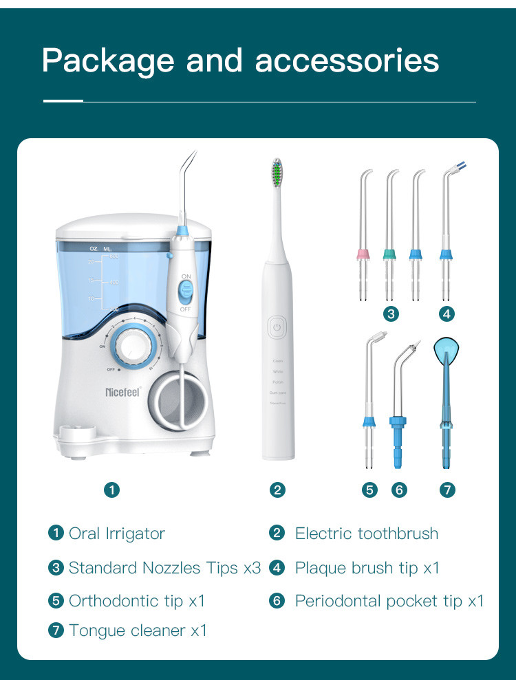 Комбинированные зубы Flosser воды Countertop электрической зубной щетки IPX4 забеливая 600ml