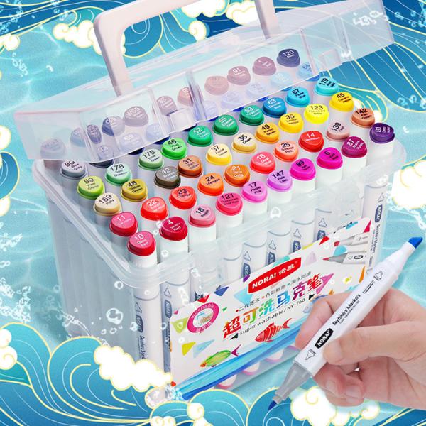 36 Color Kids Art Drawing Pen Double Brush Non-Toxic and Safe Oil Marker Easy to Wash
