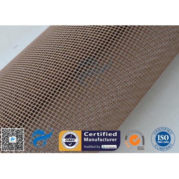 Brown PTFE Coated Fiberglass Mesh Fabric 600GSM 1MM Conveyor Belt Cloth
