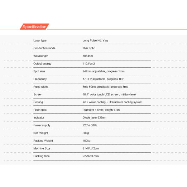 Long Pulsed Nd Yag 1064 Laser Hair Removal High Energy For Beauty Salon