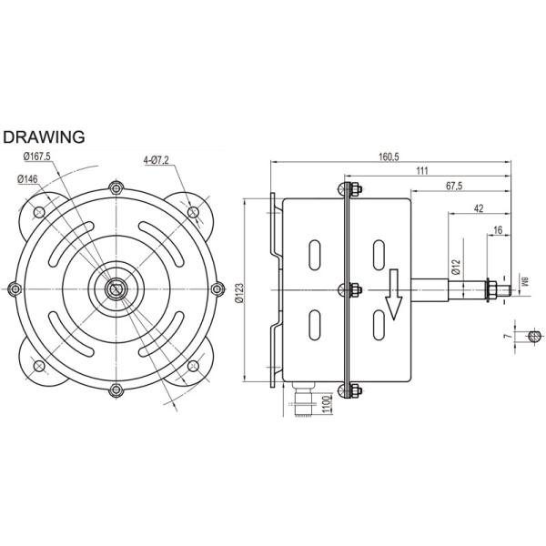 YDK120-50-6P 50Hz 50 Watt Ceiling Indoor Fan Motor Replacement High Efficiency Air Conditioner Blower Motor
