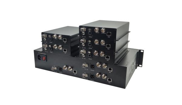 12G SDI Over Single Mode Fiber Transmitter and Receiver Extender Kits With XLR Audio and Ethernet